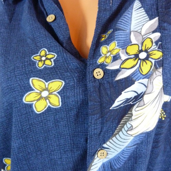 George X-Large Hawaiian Camp Shirt Flowers Blue - Picture 5 of 8